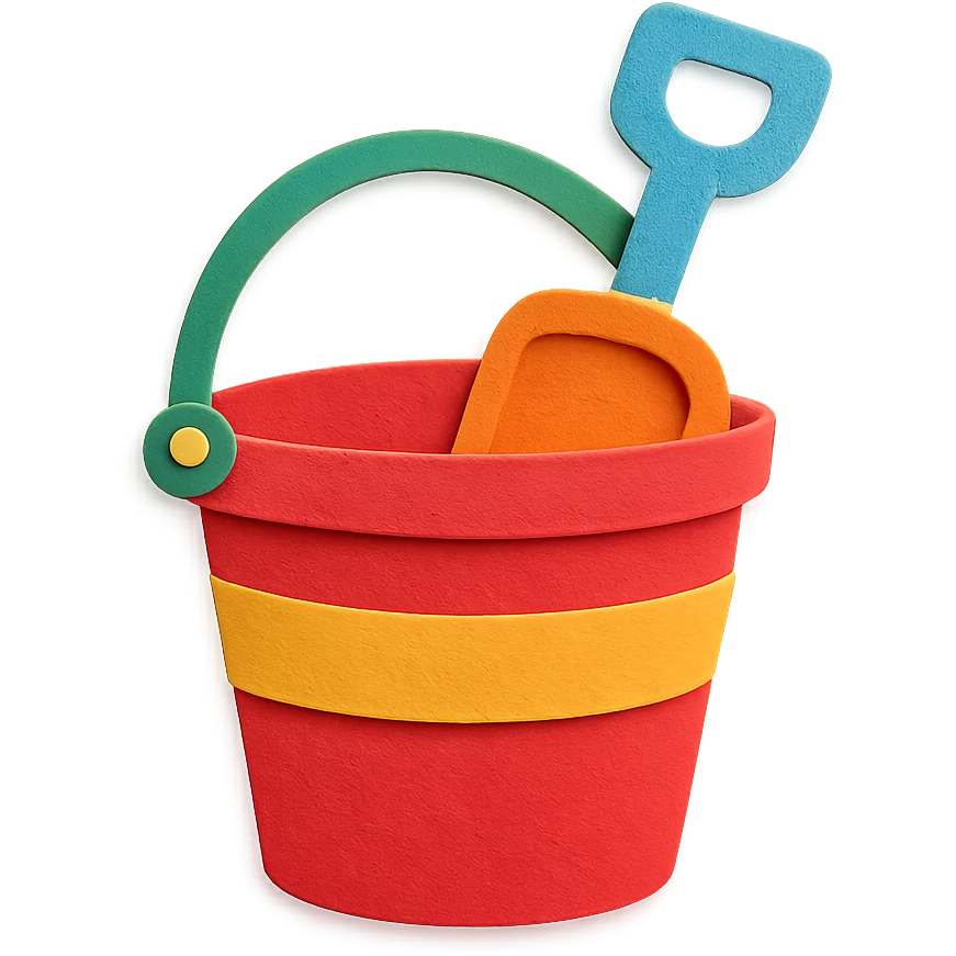 colorful and playful beach bucket and pail in paper-craft style emoji