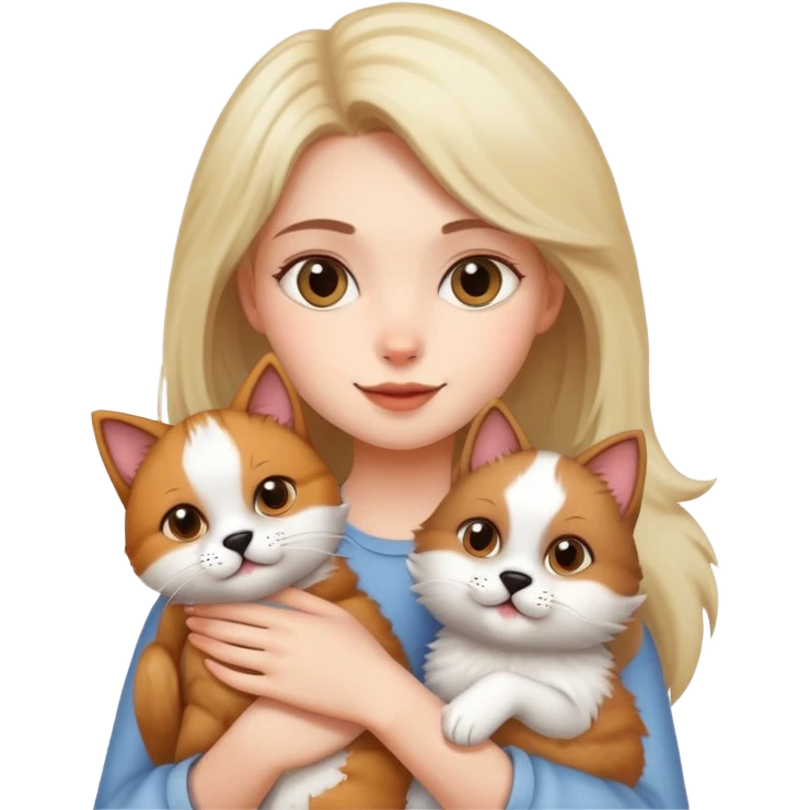 Girl holding a cat and a dog emoji