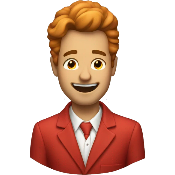 A man in a red suit winking emoji