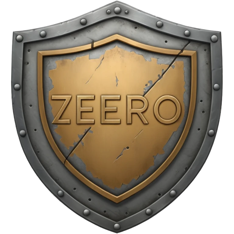 a steel shield with engraved roman numerals for zero—looks battle worn emoji