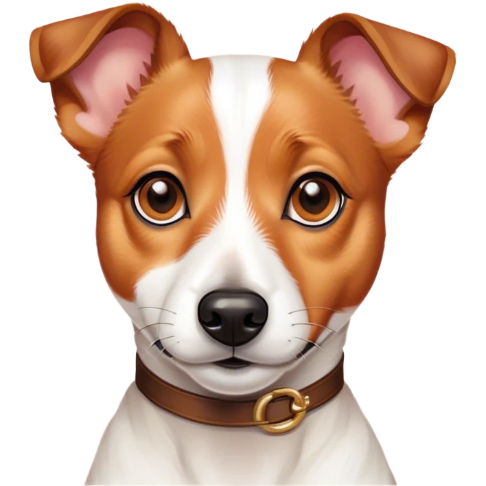Cinematic Noble Jack Russell Terrier Portrait Emoji, Poised and spirited, with a compact, agile build in rich, warm tones, bright, alert eyes, perky ears, and a determined, lively expression, Simplified yet sharp and sophisticated features, highly detailed, glowing with a warm, natural luminescence, high shine, intelligent and resilient, stylized with an air of energetic authority, focused and alert, soft glowing outline, capturing the essence of a watchful and confident Jack Russell Terrier that appears ready to bound out of the screen with effortless energy! emoji