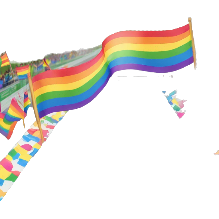 Race finish line with rainbow flags emoji