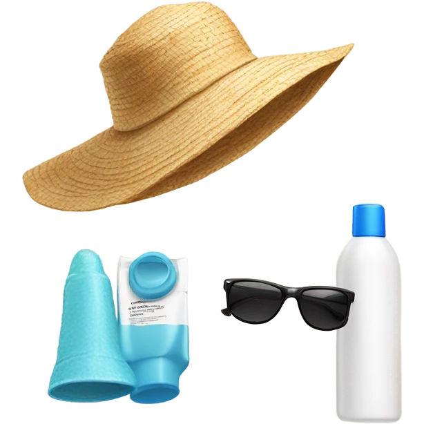 sunscreen, glasses and hat emoji