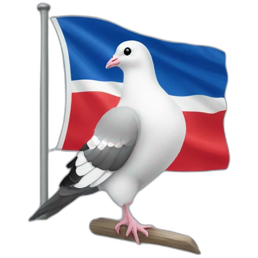 Un drapeau français avec un pigeon emoji