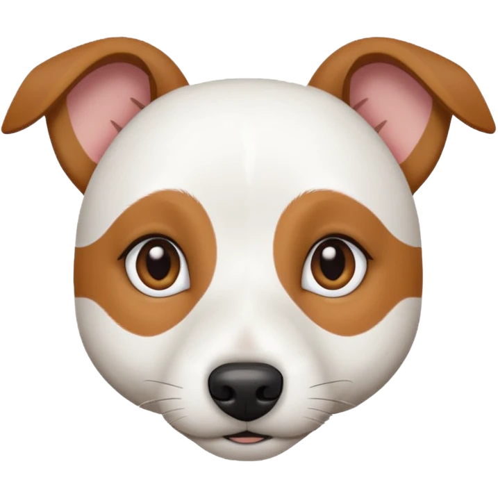 a fully white jack russell the size of a kelpie with a half white face emoji