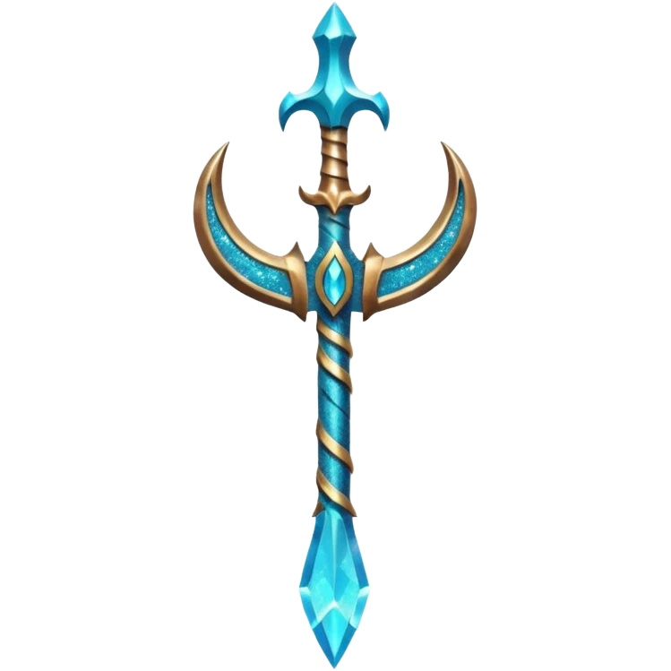 Cyan Poseidon's trident with glitter emoji