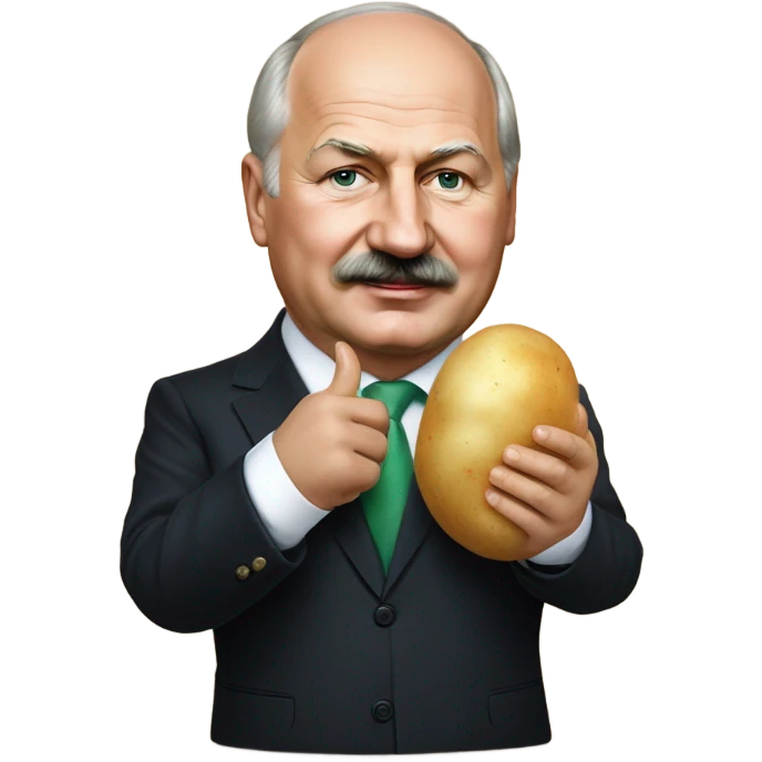 Photorealistic Belarus president Lukashenko with potato in right hand emoji