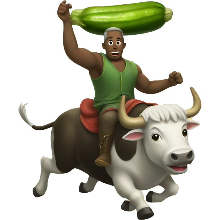Pickle riding a bull emoji