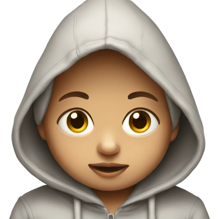 Baby wearing a hoodie emoji