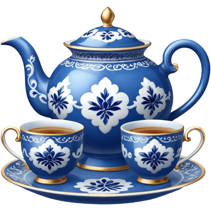 blue porcelain tea set  emoji