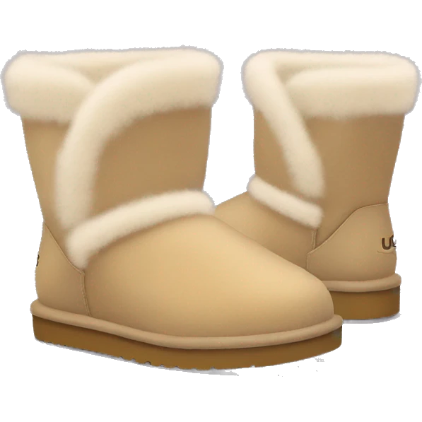 Sand colored ankle high fluffy ugg boots emoji