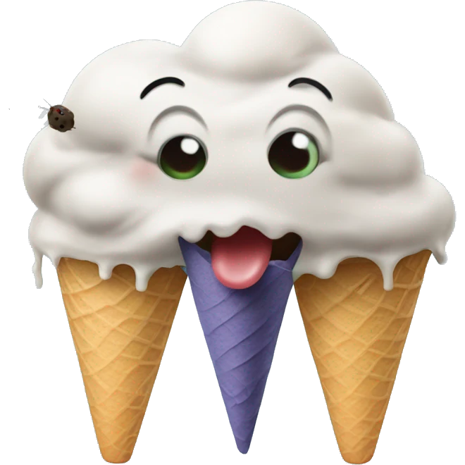Fog Licking ice creams with flies  emoji