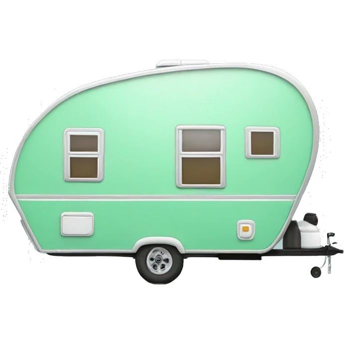 Realistic mint green camping travel trailer isolated. emoji