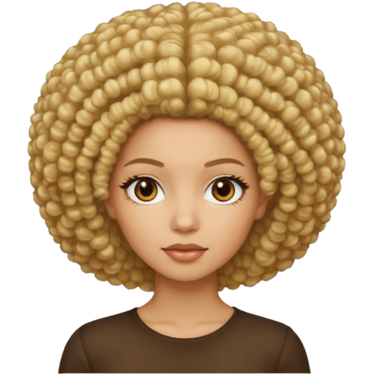 Chica afro ,blanca ,Cabello rubio, ojos cafés  emoji
