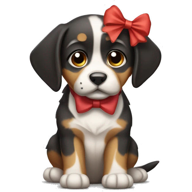 Hoy dog puppy with a bow  emoji