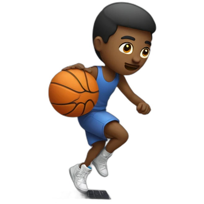 web developer playing basketball with macbook under arm emoji