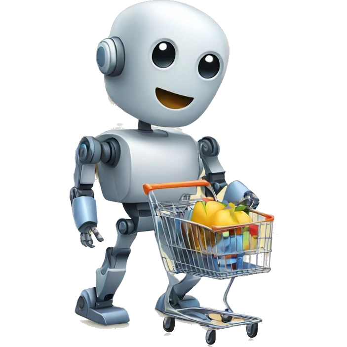 robot with a shopping cart emoji