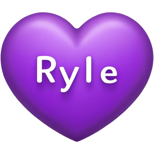 Purple heart with the letters Rylie in the middle  emoji