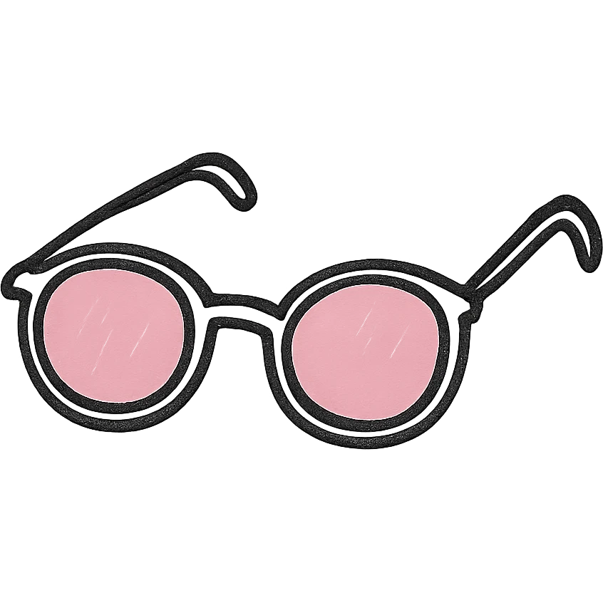 hand drawn outlined icon of pink sunglasses, no fill emoji