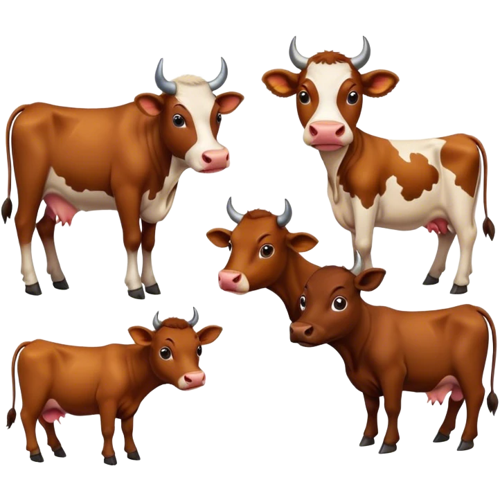 Famille Vache, veau et taureau  emoji