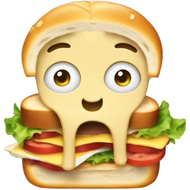 Shocked face eating a sandwich  emoji