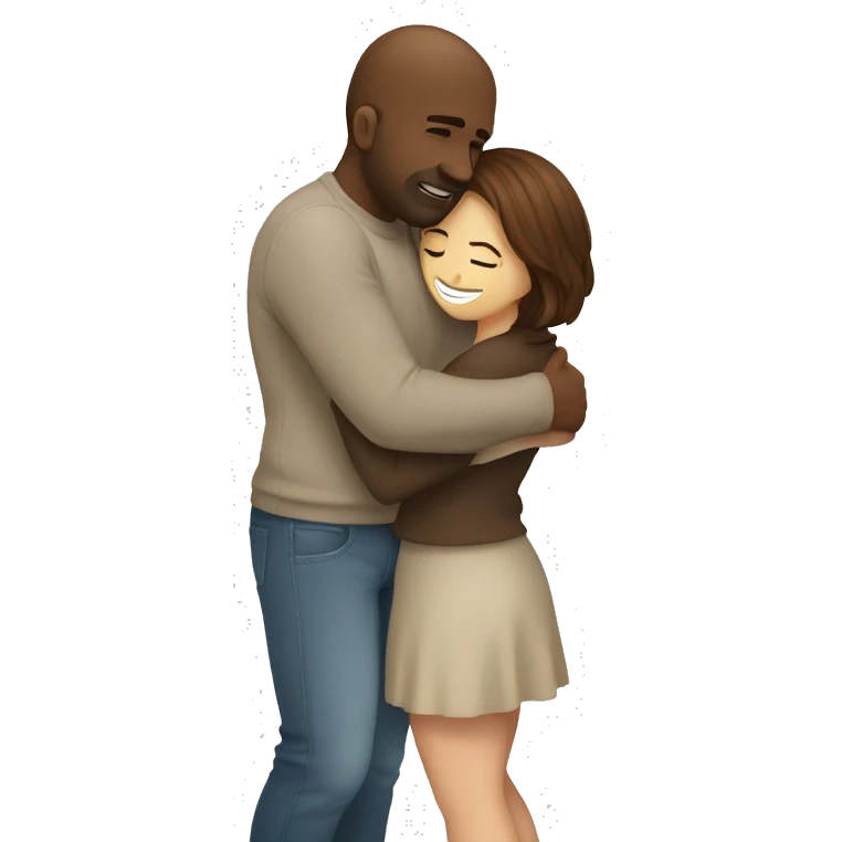 Hug white cuple her and him Brown hair  emoji