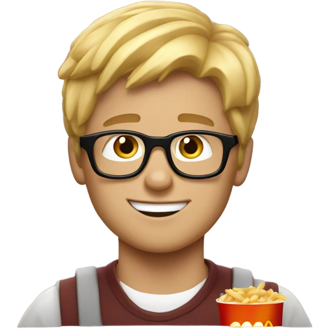 blond young guy with glasses eating mc Donald’s emoji