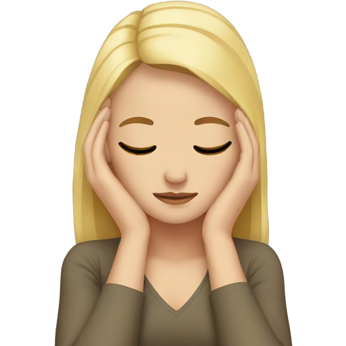 Blonde girl with headache hands on head  emoji