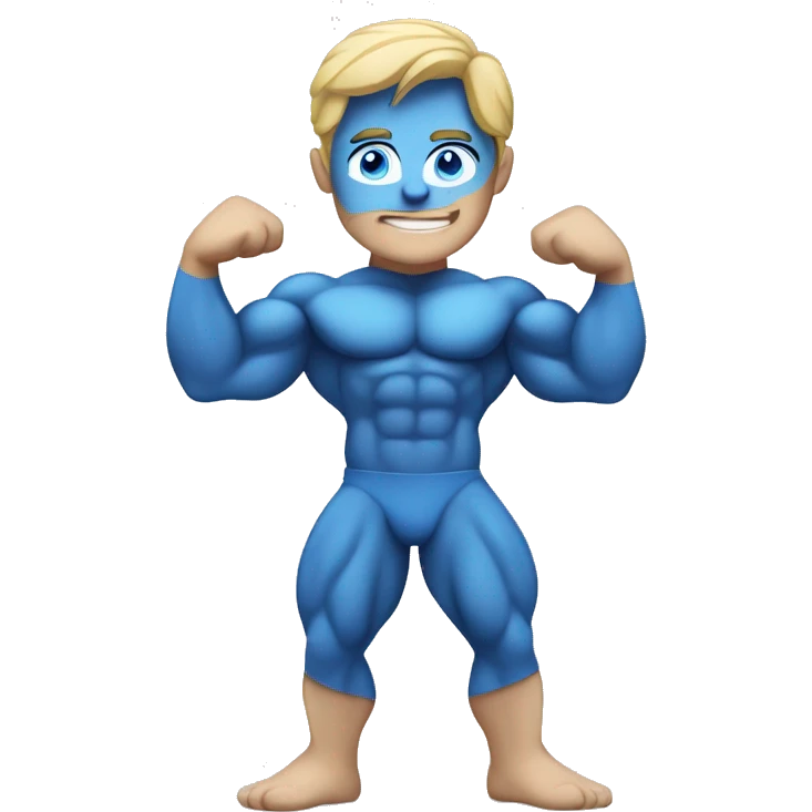 White man with blue eyes and lean body building muscles emoji