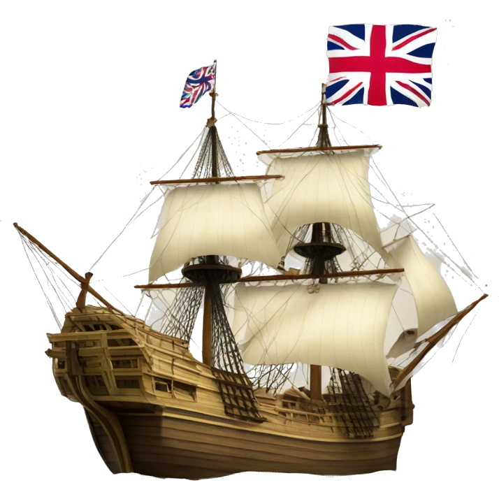 mayflower ship with one the Grand Union Flag emoji