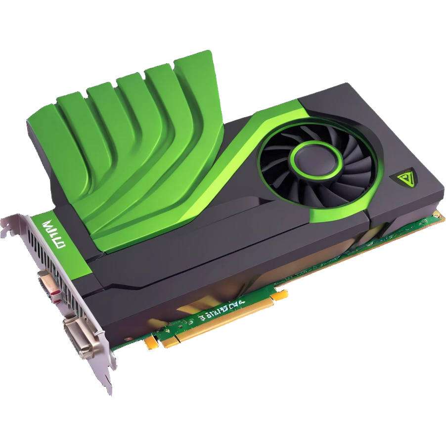 Nvidia GPU, 3D emoji style, metallic textures, green highlights emoji