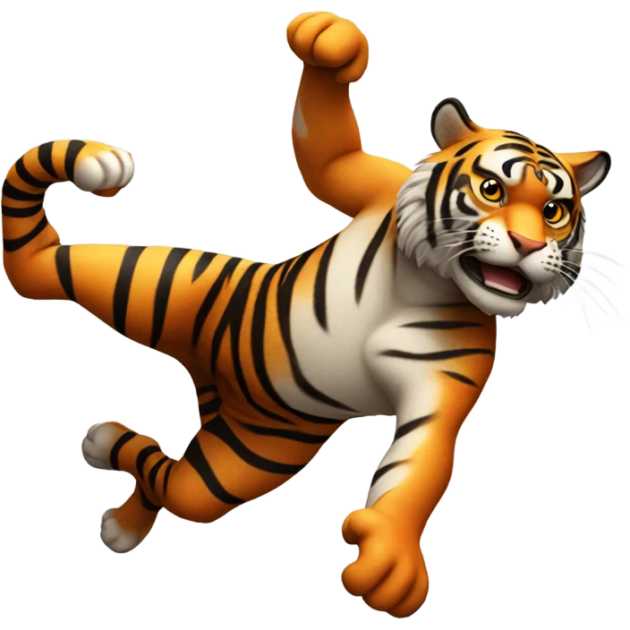 Tiger doing a backflip emoji