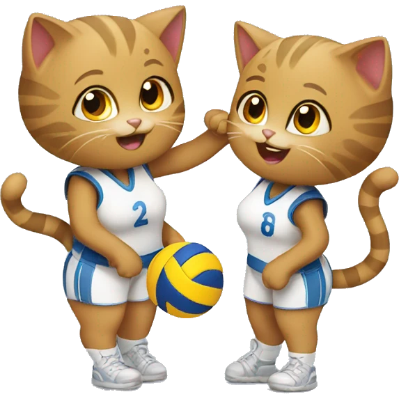 two girl cats playing volleyball emoji