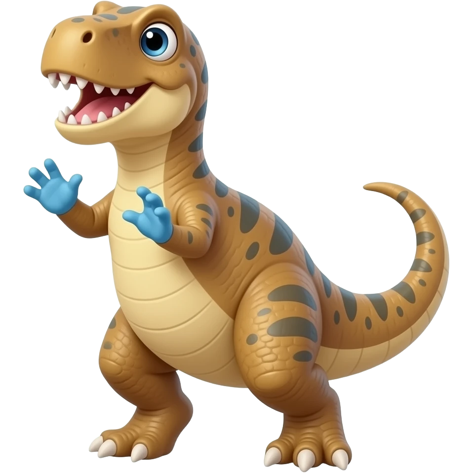 Carnosaure danse with his cute smale blue hands emoji
