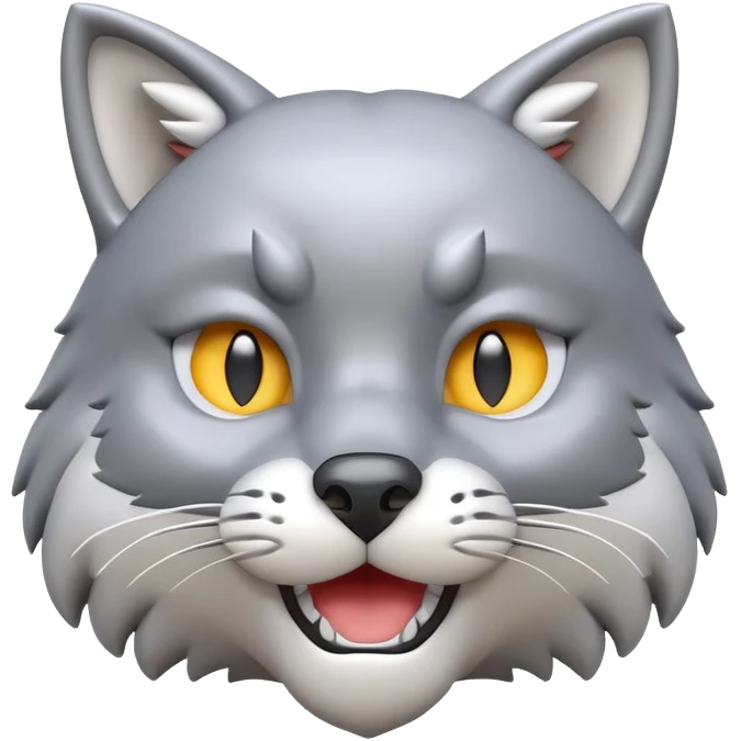 3D-style gray wolf or cat-like character emoji, big brain (4head meme) expression, clean and glossy, inspired by TenSquared logo emoji