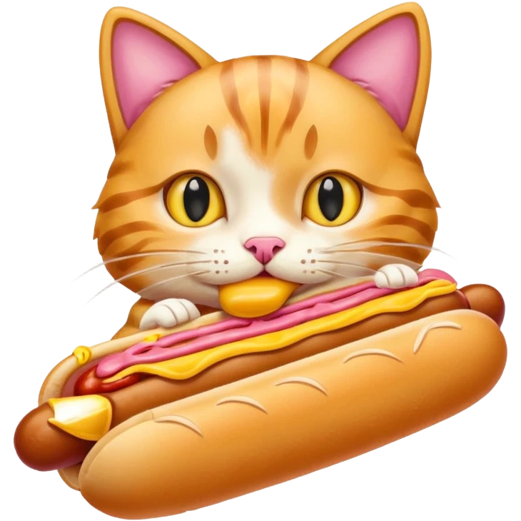 Cat eats hotdog emoji
