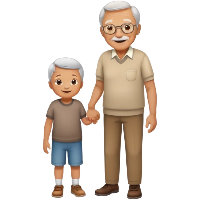 grandpa holding hands with a small child, cheerful and caring emoji