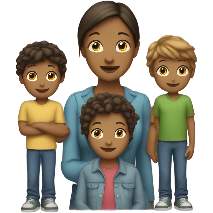 mom with 3 children (a teen and two small children) emoji
