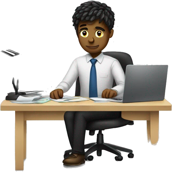 Man doing multiple tasks in office. Need emo emoji