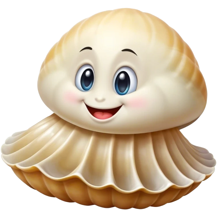 a lively smiling clam with a mischievous face emoji