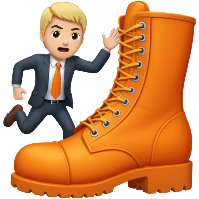 Giant orange boot stepping on an office worker  emoji