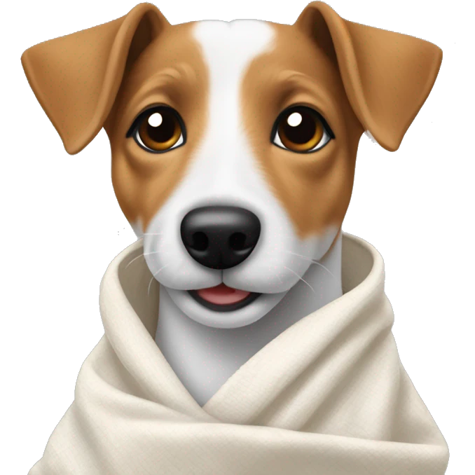 Create jack russel terrier in a blancket emoji