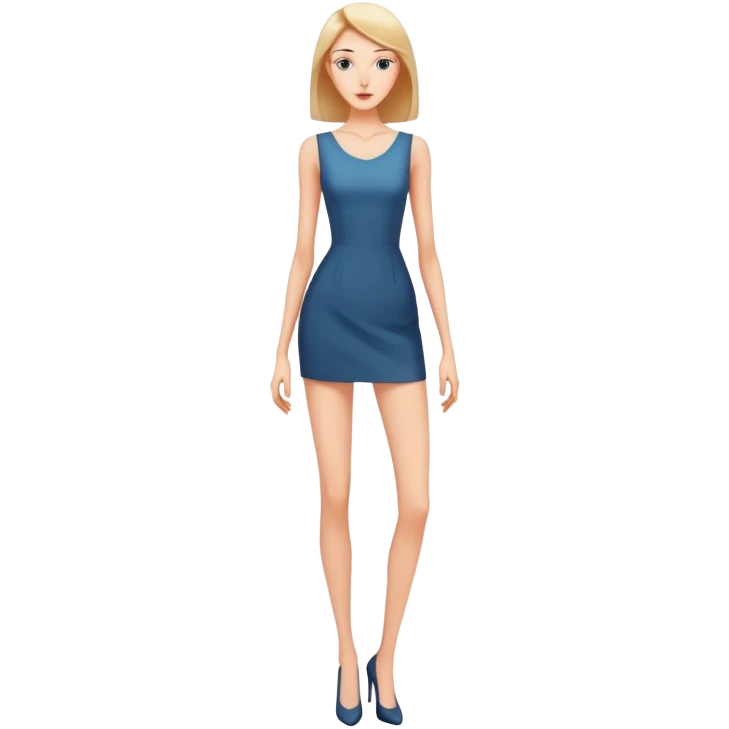 A tall slender woman with elongated arms and legs, sharp angular facial features, high cheekbones emoji