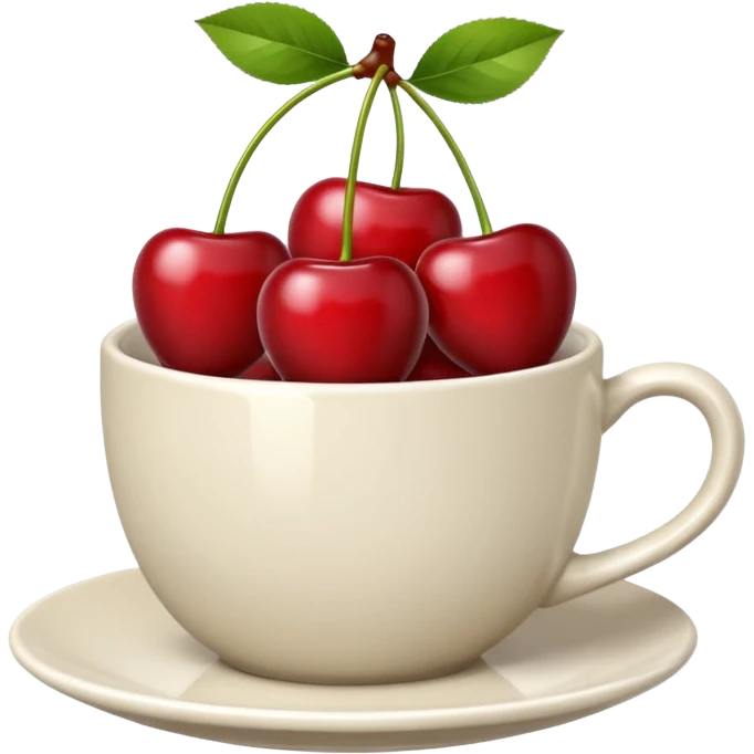 5pcs Fruit Cherry red on a cup. Fucos camera on the top of the cup emoji