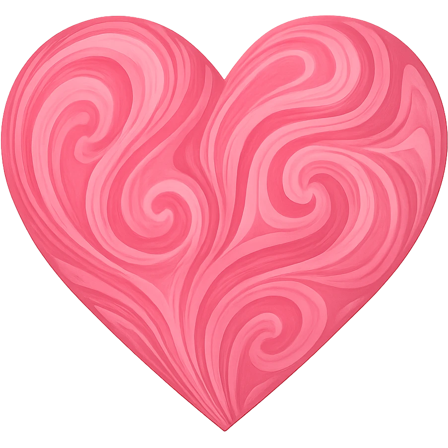 heart with a swirling flamingo pink pattern, digital illustration, no background emoji