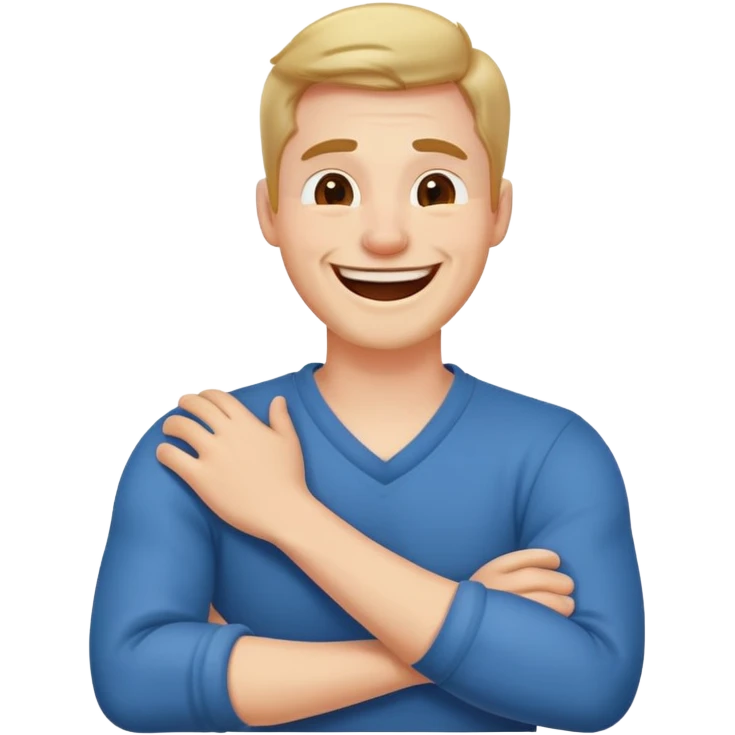 arms crossed holding neck laughing guy emoji