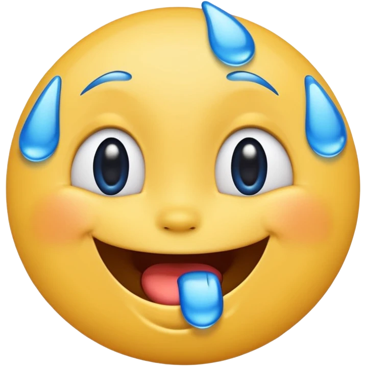 Emoji, yellow round laughing face, blue tears of joy on it  emoji