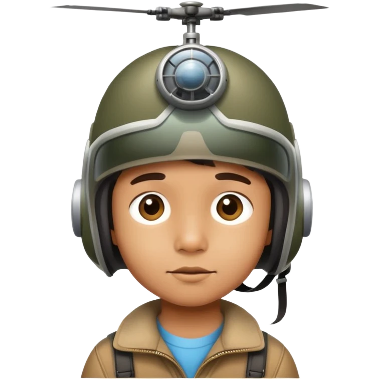 Short kid wearing helicopter hat emoji
