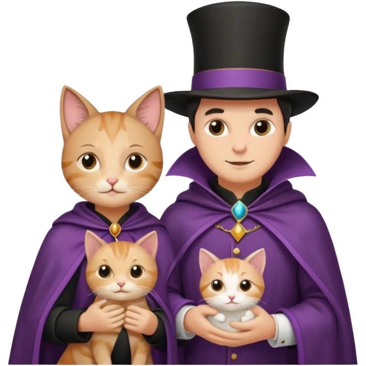 magician couple and their pet cat emoji