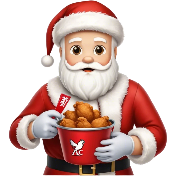 santa holding a bucket of "KFC" chicken emoji